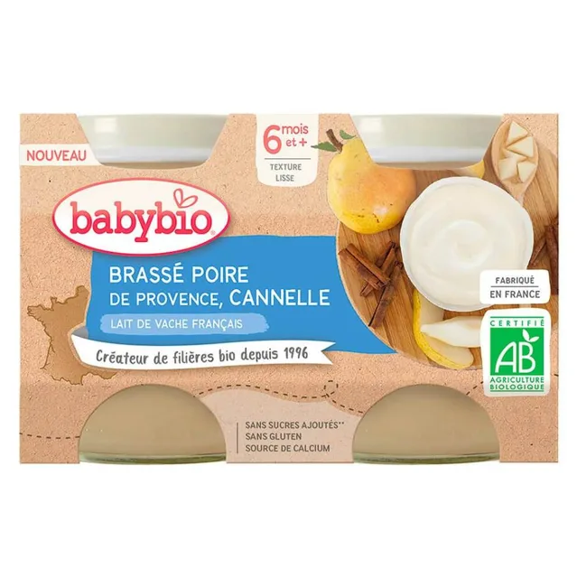 BABYBIO Brassé hruška skořice 2 x 130 g