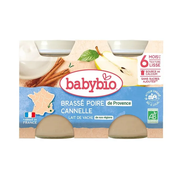 Babybio Brassé Mléčná svačinka Hruška a skořice 2x130 g