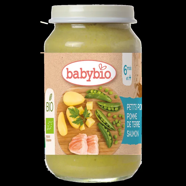 BABYBIO Hrášek a brambory s lososem BIO 6m+ 200 g