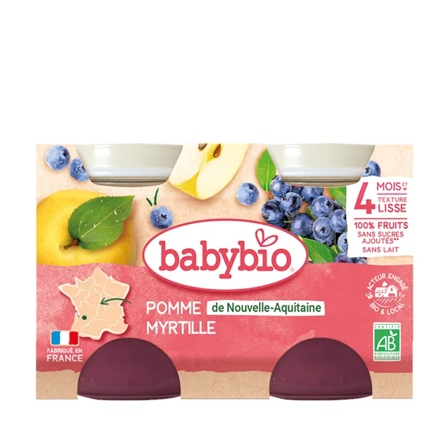 BABYBIO Jablko a borůvky 2x130 g