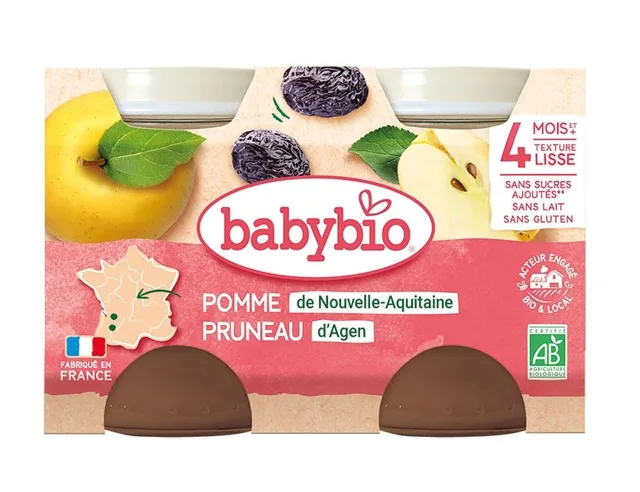 Babybio Jablko a švestka 2x130 g