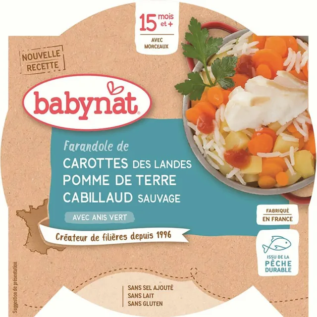 BABYBIO Mrkev a brambory s treskou 260 g
