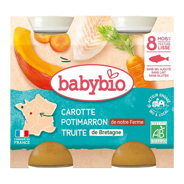 Babybio Mrkev a dýně se pstruhem 2x200 g