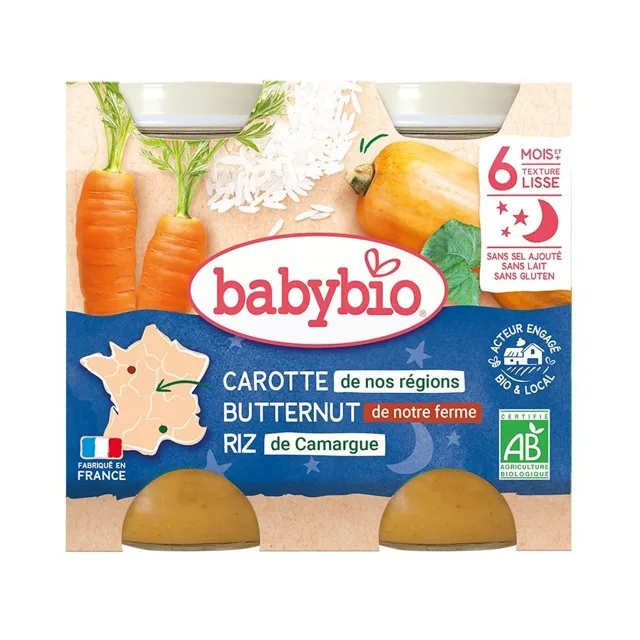 Babybio Mrkev, dýně a rýže 2x200 g