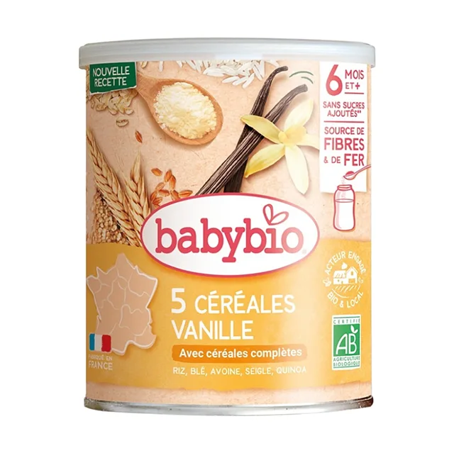 BABYBIO nemléčná 5zrnná obilná kaše s vanilkou 6m+ 220 g