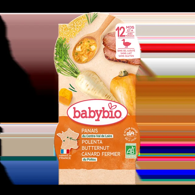 Babybio Pastinák s máslovou dýní, kachnou a polentou 2x200 g
