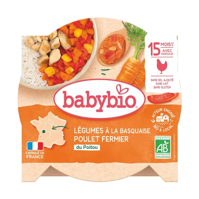 Babybio Zelenina s baskickým kuřetem a rýží 260 g