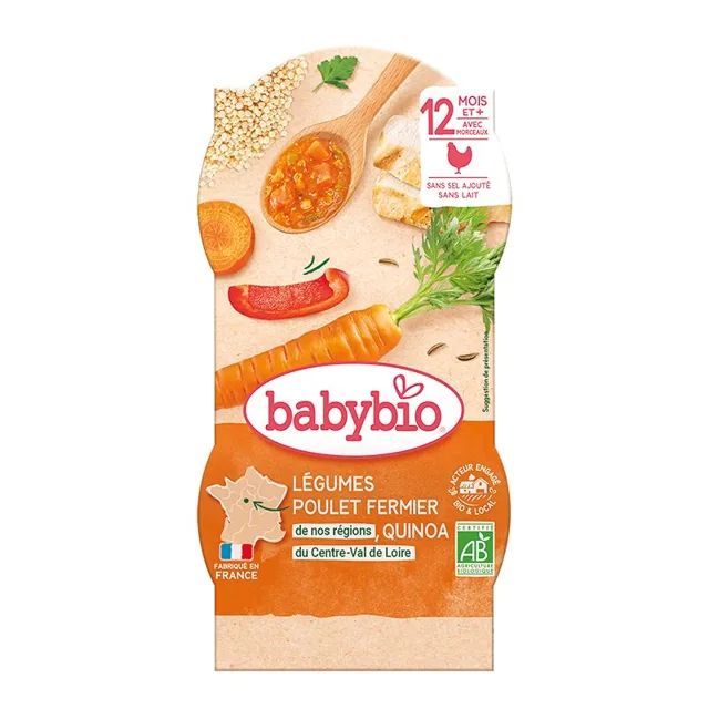 Babybio Zelenina s kuřetem a quinoa 2x200 g