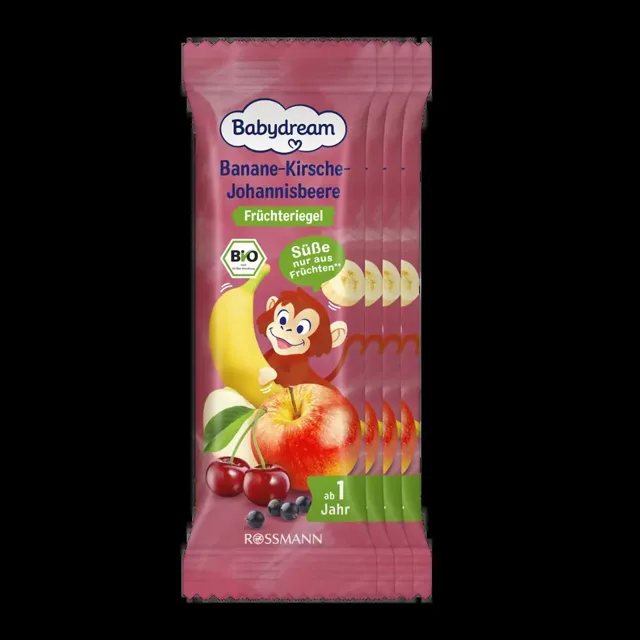Babydream BIO cereální tyčinka Banán, třešeň a černý rybíz 4x 25 g 100 g