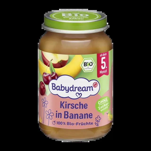 Babydream BIO ovocné pyré banán, višeň a jablko 190 g