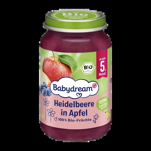 Babydream BIO ovocné pyré borůvka a jablko 190 g