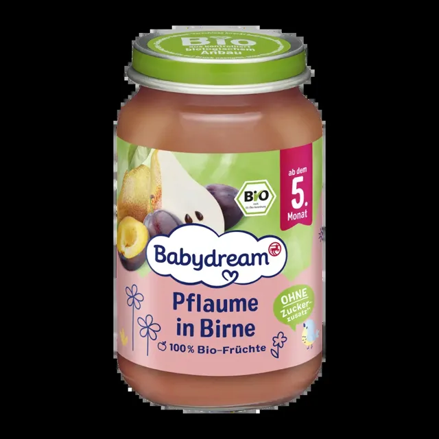Babydream BIO ovocné pyré švestka a hruška 190 g