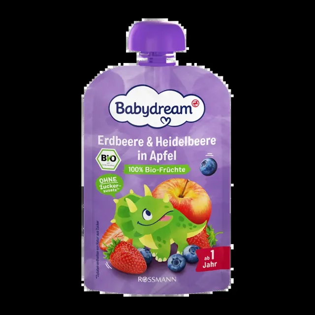 Babydream BIO ovocný příkrm jablko, jahoda, borůvka 100 g