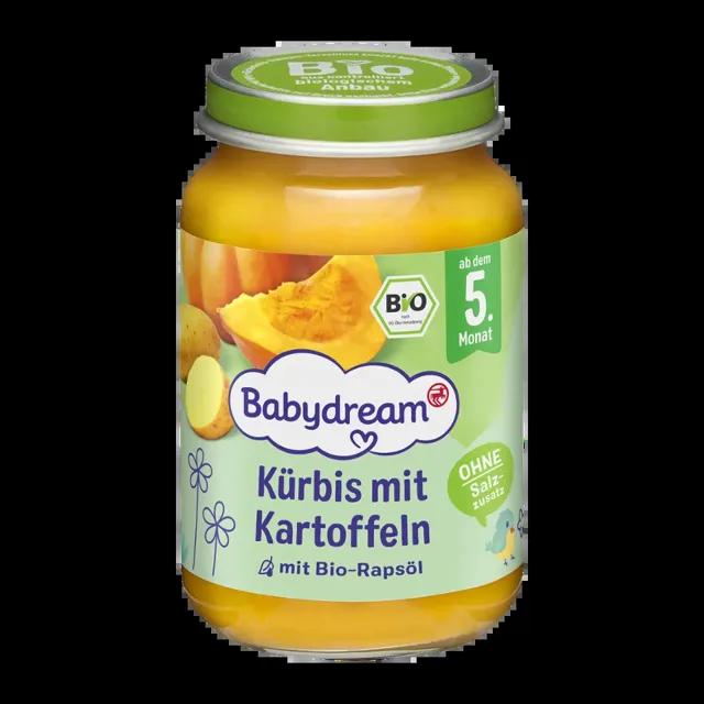 Babydream BIO Příkrm jemná dýně s bramborami 190 g