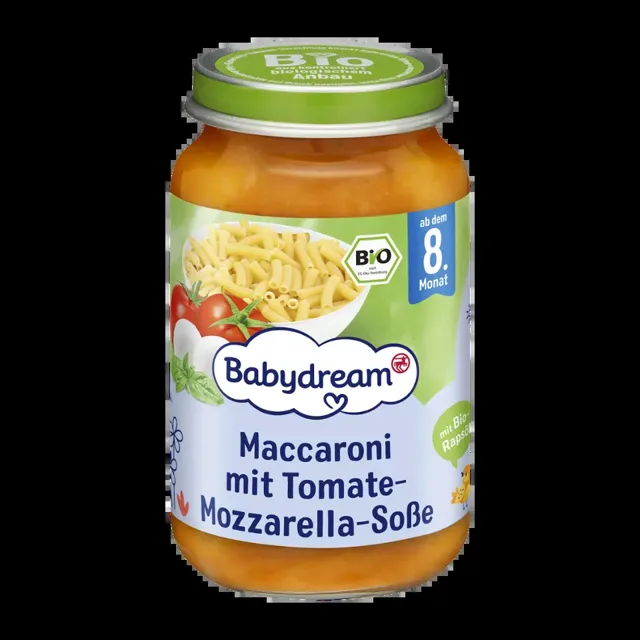 Babydream BIO příkrm makarony s rajčaty a mozzarellou 220 g
