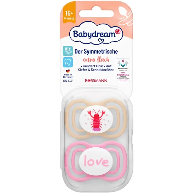 Babydream Dudlík symetrický úzký 16 m+, různé druhy 2 ks