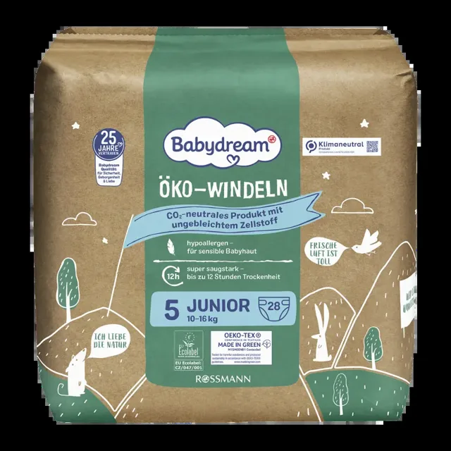 Babydream Ekologické pleny Junior, 10–16 kg, vel. 5 28 ks