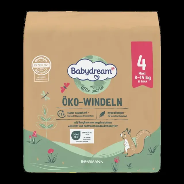 Babydream Ekologické pleny Maxi, 8–14 kg, vel. 4 30 ks
