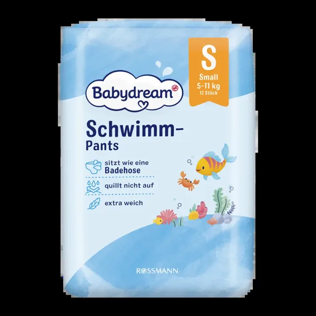 Babydream Plenkové kalhotky do vody 5–11 kg, vel. S 12 ks