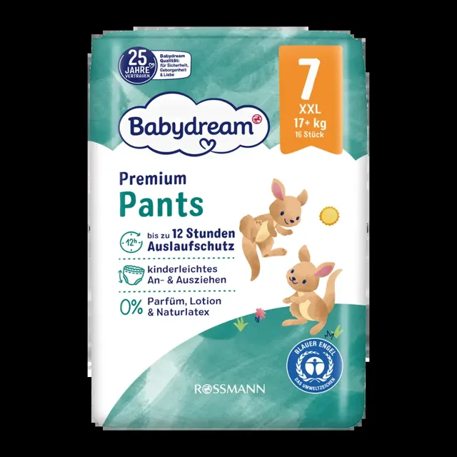 Babydream Plenkové kalhotky Premium XXL, 17+ kg, vel. 7 16 ks 16 ks
