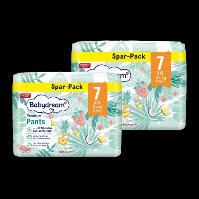 Babydream Plenkové kalhotky Premium XXL, 17+ kg, vel. 7, XXL balení 64 ks 64 ks