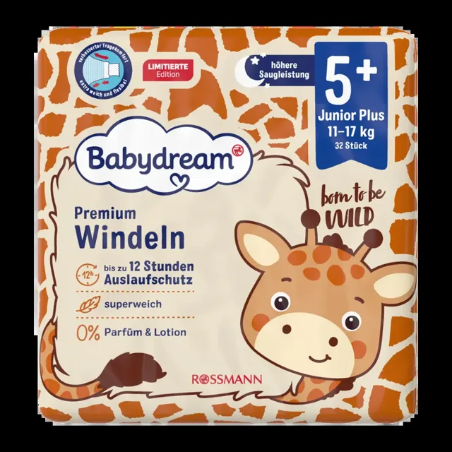 Babydream Pleny Premium Junior, 11–17 kg, vel. 5+ 32 ks