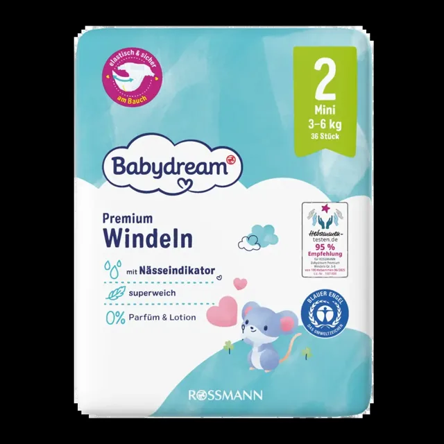 Babydream Pleny Premium Mini, 3–6 kg, vel. 2 36 ks 36 ks