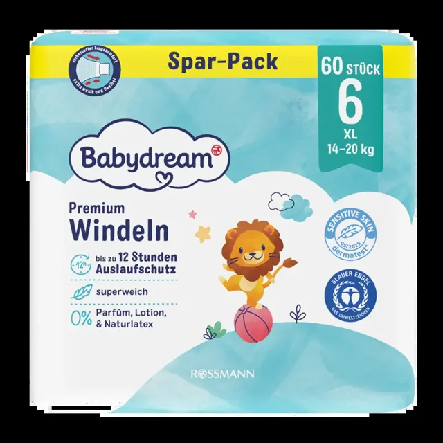 Babydream Pleny Premium XL, 14–20 kg, vel. 6 60 ks 60 ks