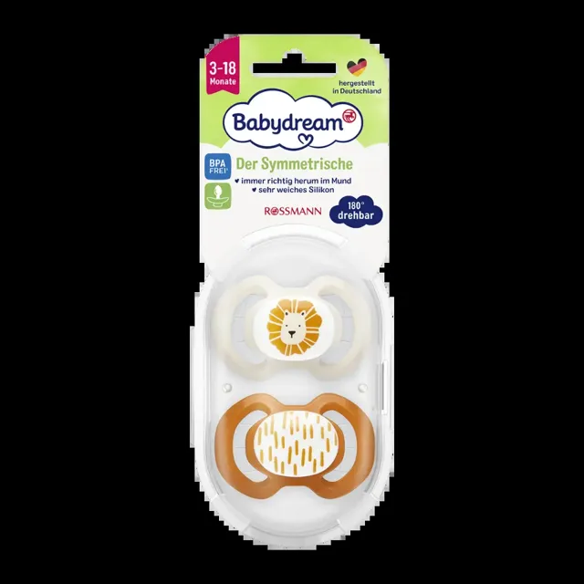 Babydream Silikonový dudlík symetrický bez kroužku, různé druhy 3+ měs. 2 ks