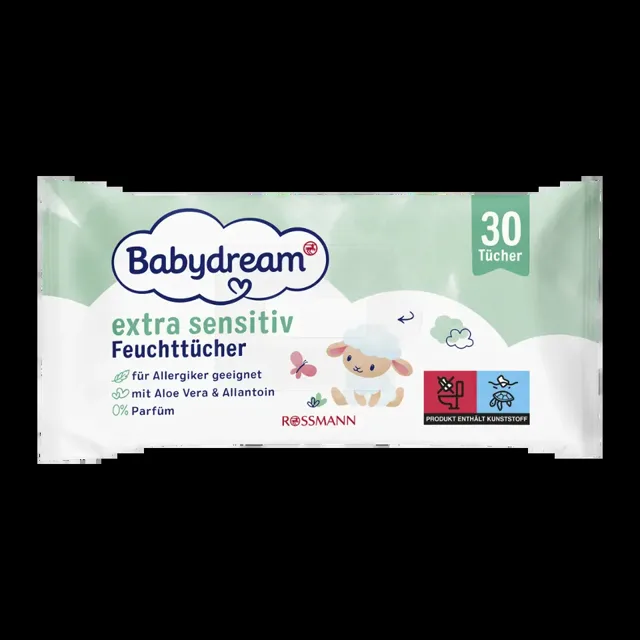 Babydream Vlhčené ubrousky extra sensitive 30 ks 30 ks