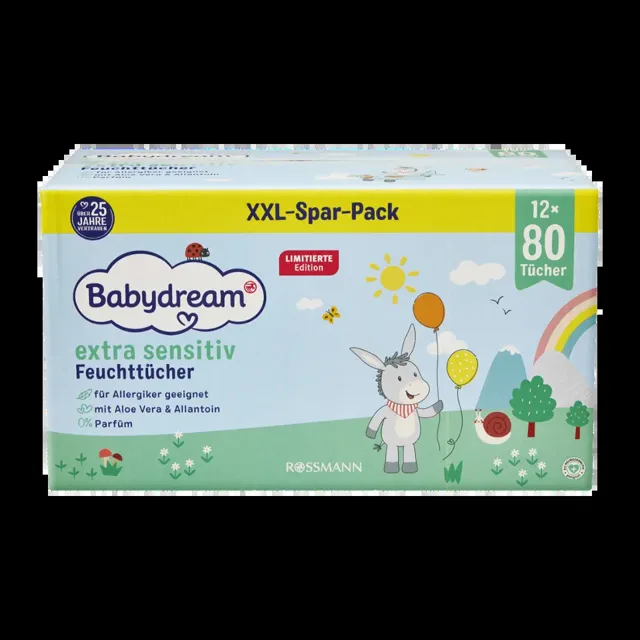Babydream Vlhčené ubrousky Extra sensitive XXL balení 960 ks