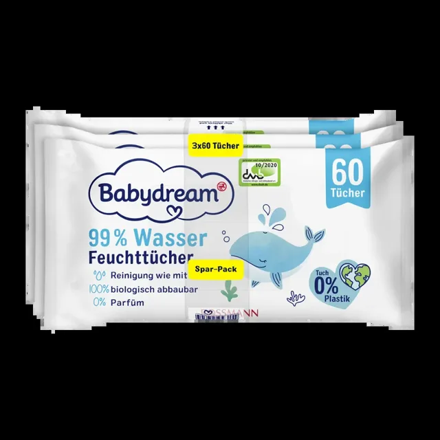 Babydream Vlhčené ubrousky s 99 % vody 180 ks 180 ks