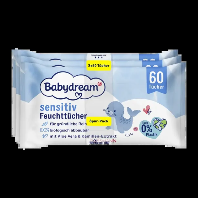 Babydream Vlhčené ubrousky s Aloe vera  180 ks 180 ks