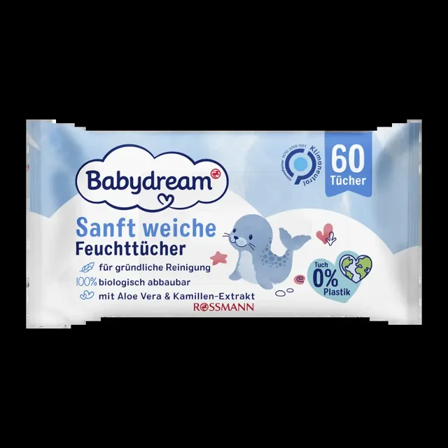 Babydream Vlhčené ubrousky s Aloe vera  60 ks 60 ks