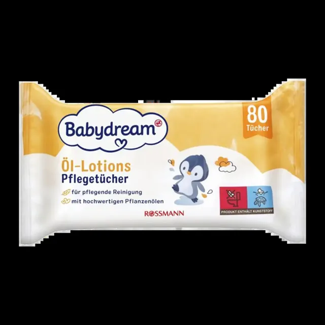 Babydream Vlhčené ubrousky s olejovým tělovým mlékem 80 ks