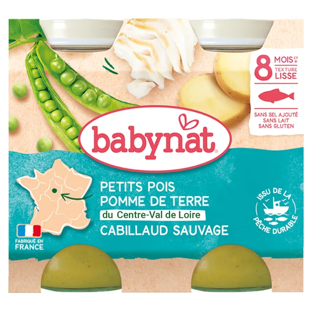BABYNAT Hrášek a brambory s islandskou treskou 2x200 g