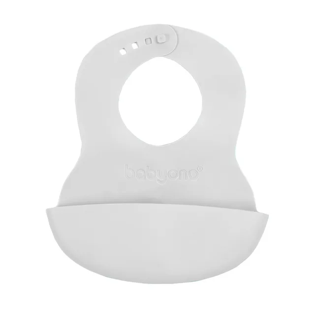 Babyono Bryndák měkký plastový s kapsou bez BPA grey 6m+