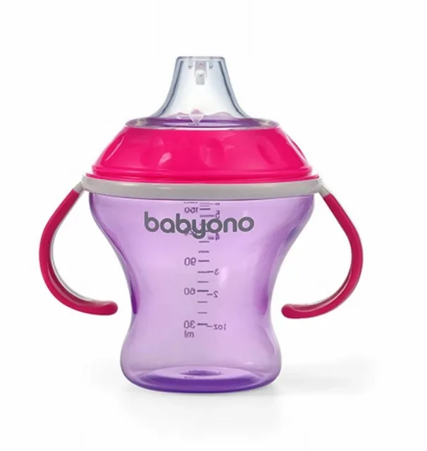 Babyono Nekapající hrneček s měkkým pítkem - lila/růžová