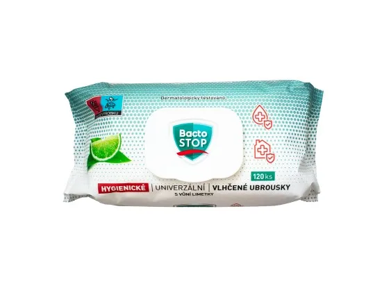 BactoSTOP hygienické vlhčené ubrousky s vůní limetky 120 ks