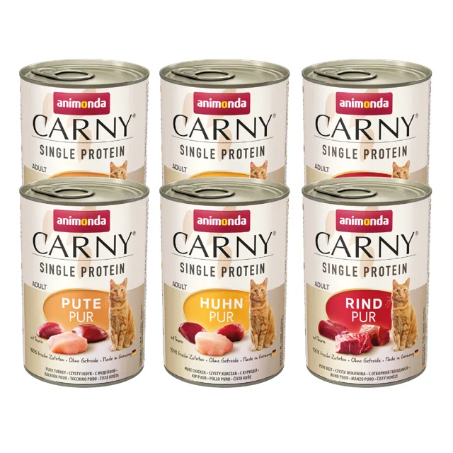Balení na vyzkoušení animonda Carny Single Protein Adult 6 x 400 g - míchané balení