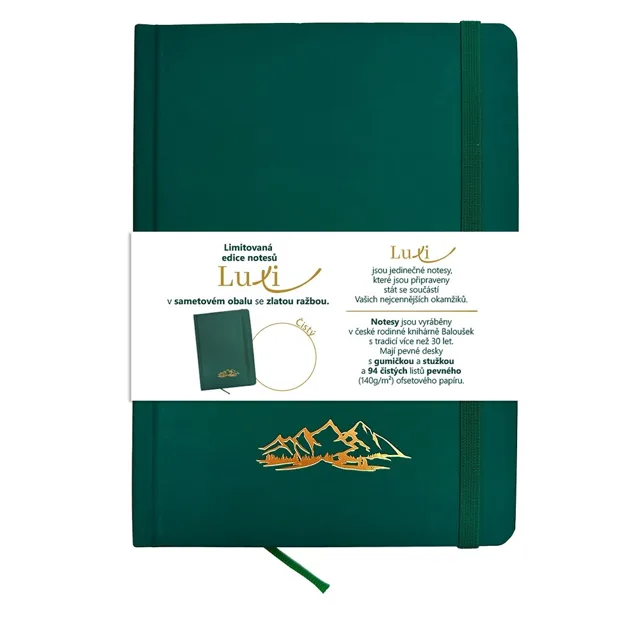 Baloušek Luxi - notes lamino A5, čistý, láhvově zelený