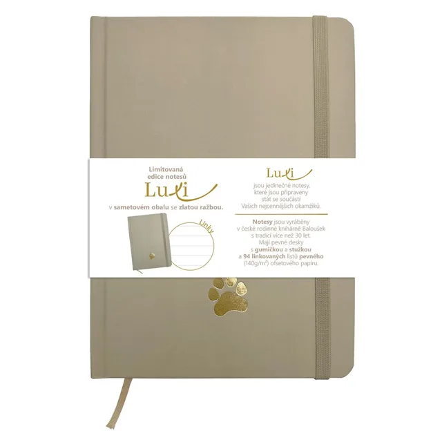 Baloušek Luxi - notes lamino A5, linkovaný, moka