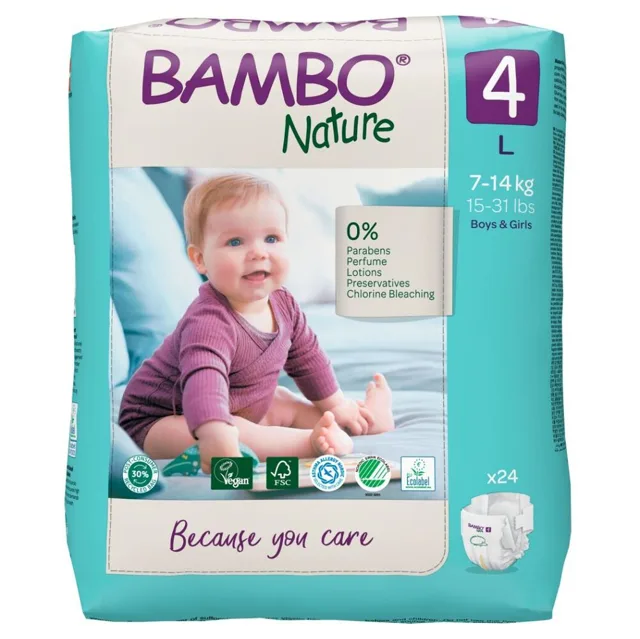 BAMBO Nature 4 Dětské plenkové kalhotky 7-14 kg 24 ks