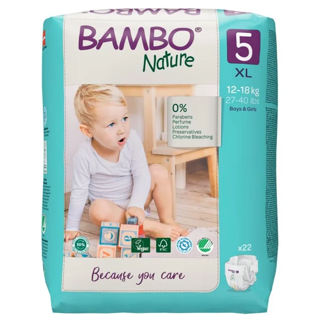 BAMBO Nature 5 Dětské plenkové kalhotky 12-18 kg 44 kusů