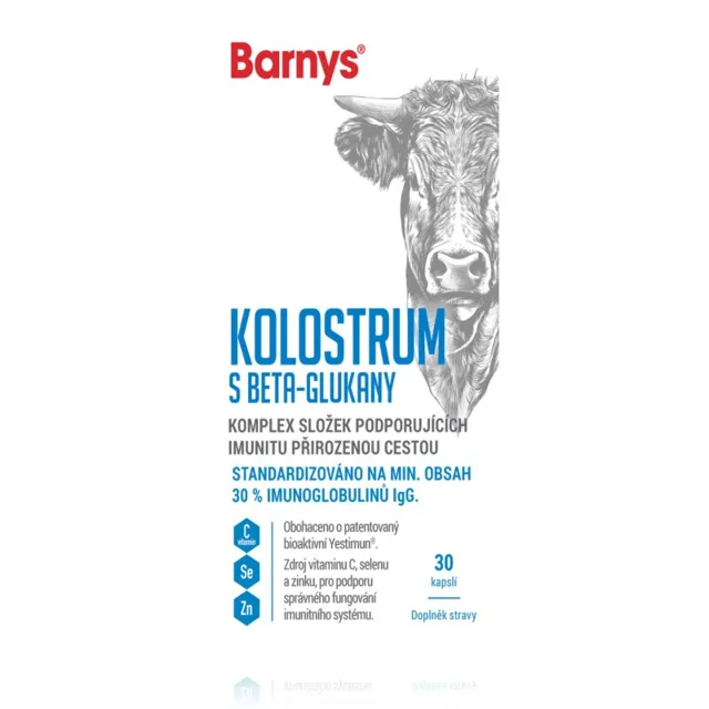 Barny's Kolostrum s beta-glukany doplněk stravy pro podporu imunitního systému 30 cps