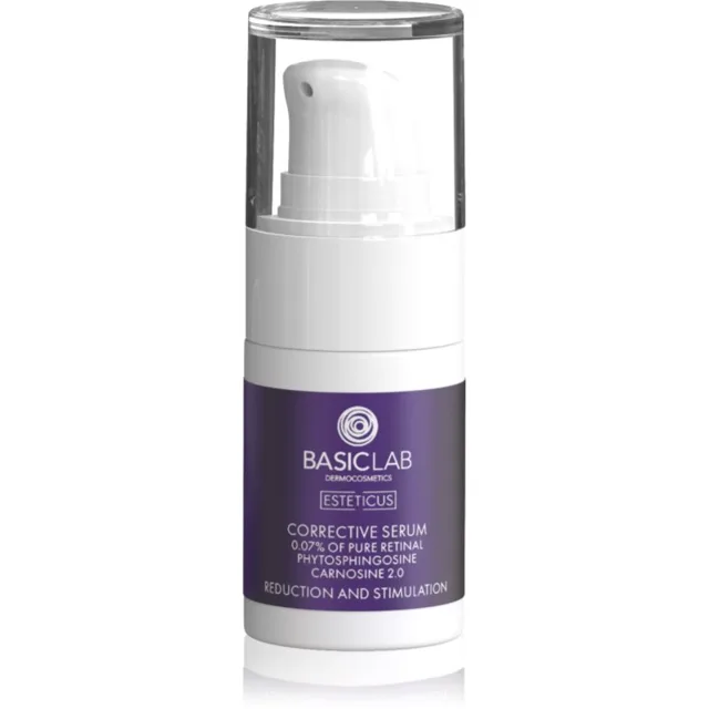 BasicLab Dermocosmetics Esteticus vyhlazující sérum pro sjednocení barevného tónu pleti 0.07% Pure Retinal 15 ml