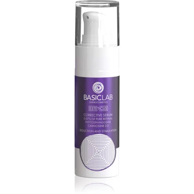 BasicLab Dermocosmetics Esteticus vyhlazující sérum pro sjednocení barevného tónu pleti 0.07% Pure Retinal 30 ml