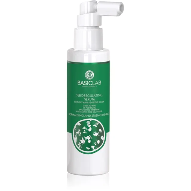BasicLab Dermocosmetics Trichologis normalizační tonikum k redukci kožního mazu pro mastnou pokožku hlavy 100 ml