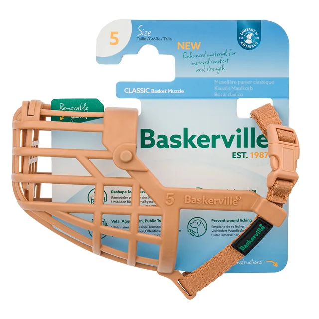 Baskervillský klasický náhubek, béžový - Velikost 5