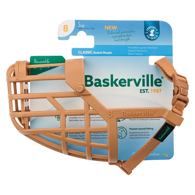 Baskervillský klasický náhubek, béžový - Velikost 8